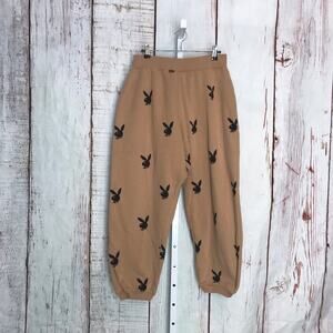 Playboy x Missguided logo print graphic high waisted relax sweatpants